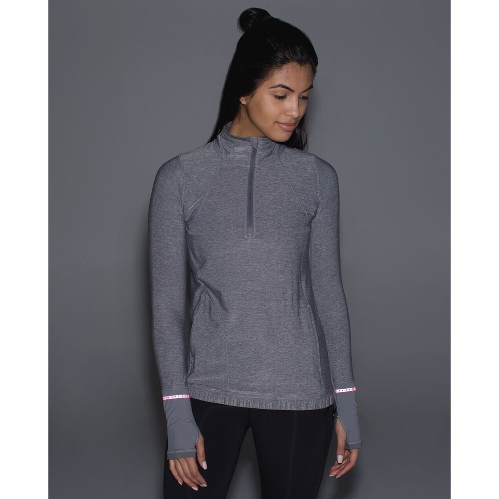 LULULEMON Jacket 4 Gray Pace Pusher Half Zip Pullover Running Athletic Top